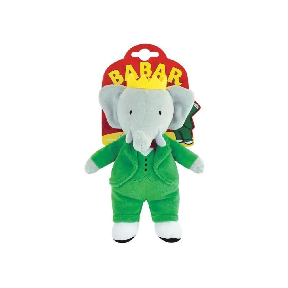 JEMINI Babar Elephant Plush Toy 20cm - Green Suit Soft Teddy Bear for Baby & Kids, Official Licensed Character