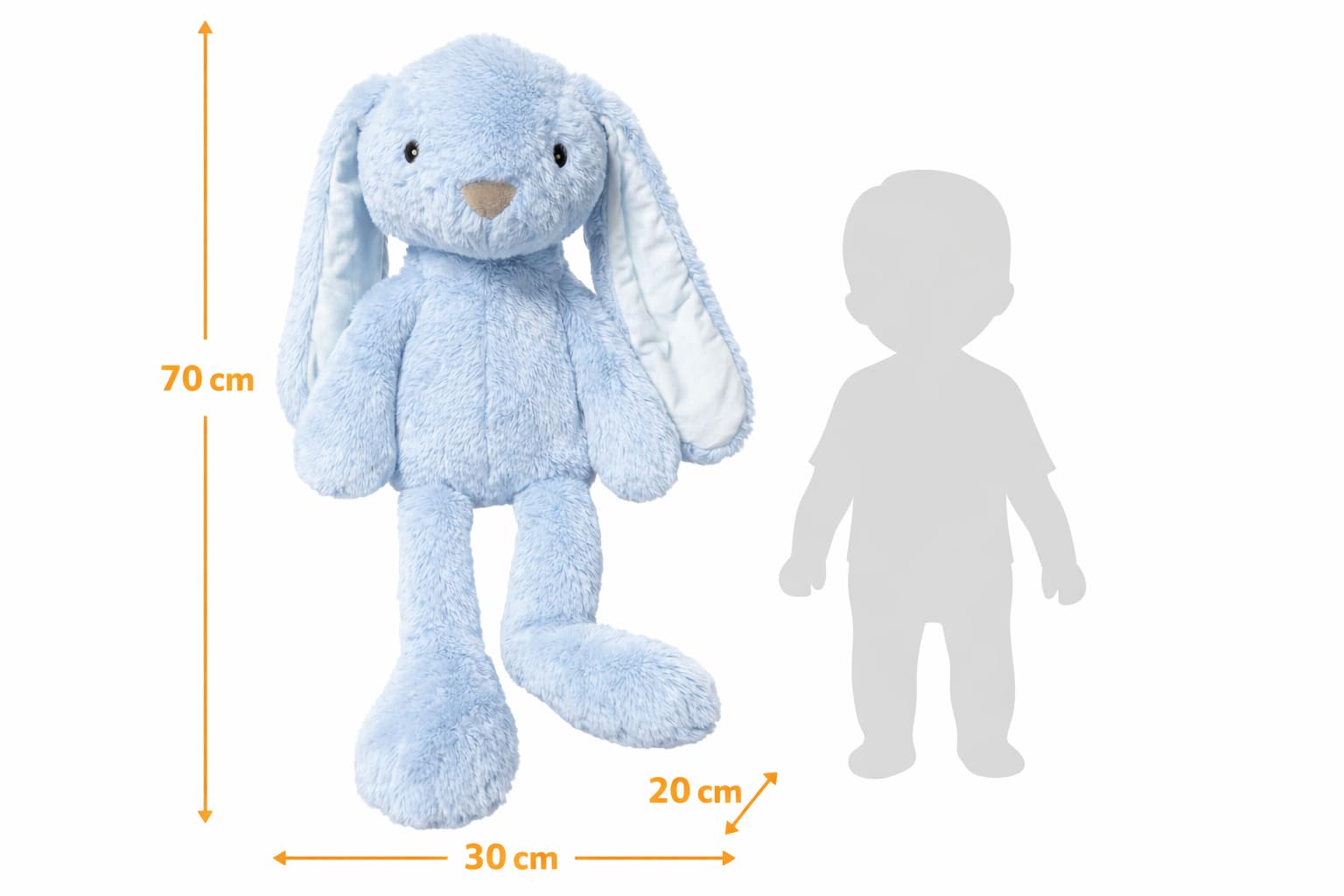 Soma Kuscheltier Hase XXL 70 cm Plüschtier mit Langen Ohren weich Babyblau Pastell Stofftier zum Spielen Schlafen Dekoration Geschenk für Kinder