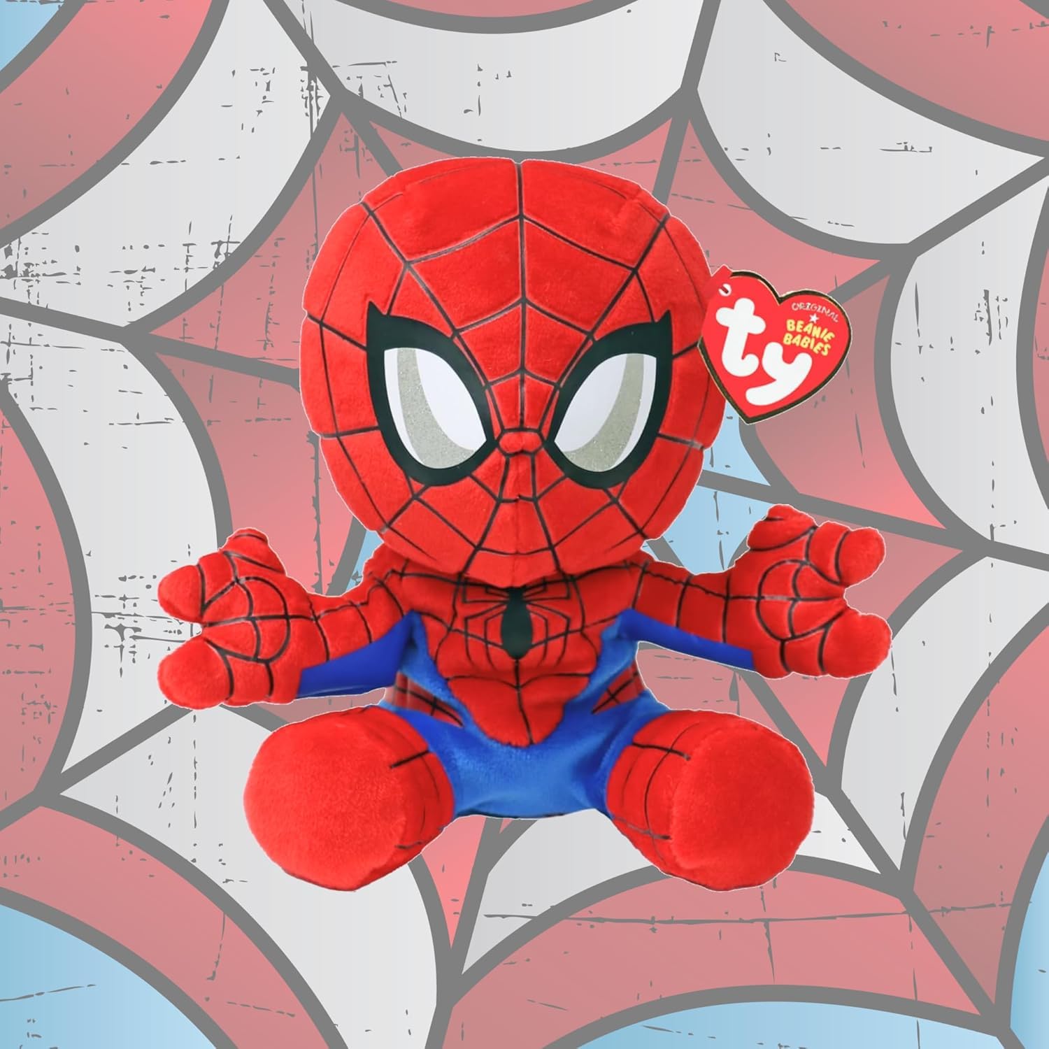 TY Spiderman Marvel Avengers Beanie Babies Regular, Lizenziertes Beanie Baby Weichplüsch Spielzeug, Sammlerstück Kuscheliger Plüschteddy