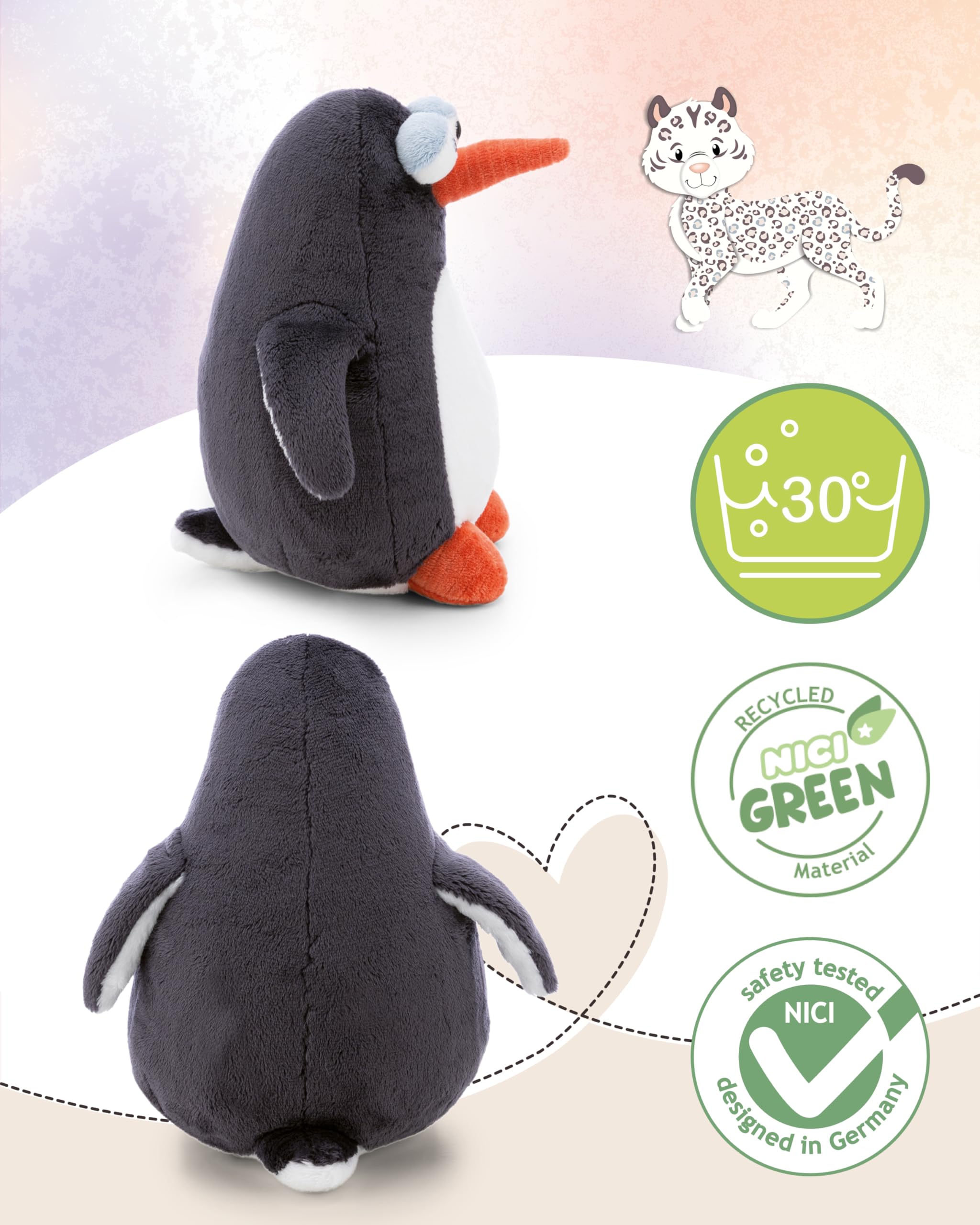 NICI Kuscheltier Pinguin Jorge Thunder 30cm - grau - Weiches Plüschtier – niedliches Stofftier zum Kuscheln & Spielen – tolle Geschenkidee für Kinder & Erwachsene - 62423