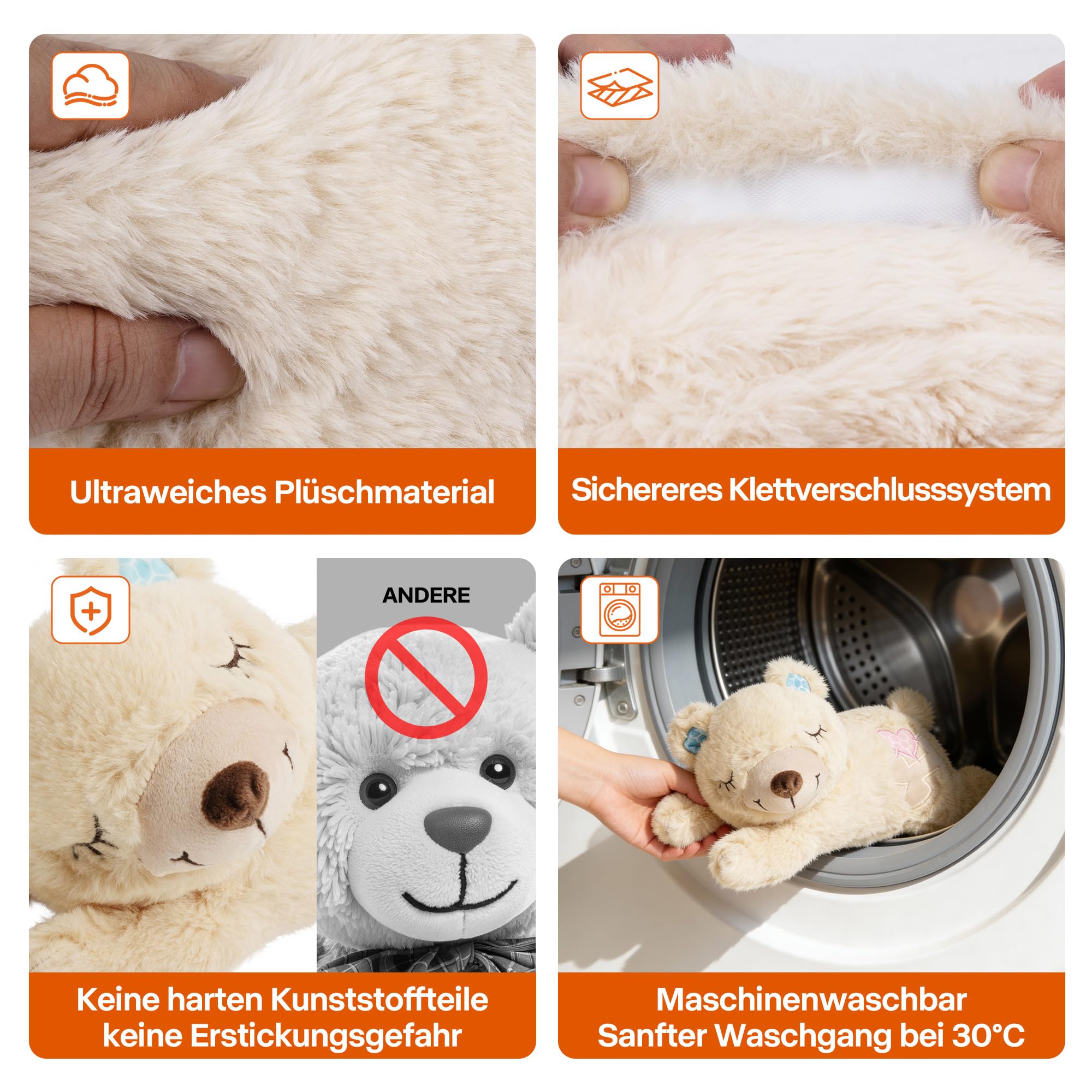 Pet Prime Hundeherzschlag Spielzeug Welpe Verhaltenshilfe Spielzeug Herzschlag Plüschtier für Haustier Plüsch Welpenspielzeug - Plüschbär (Bär mit Herzschlag)