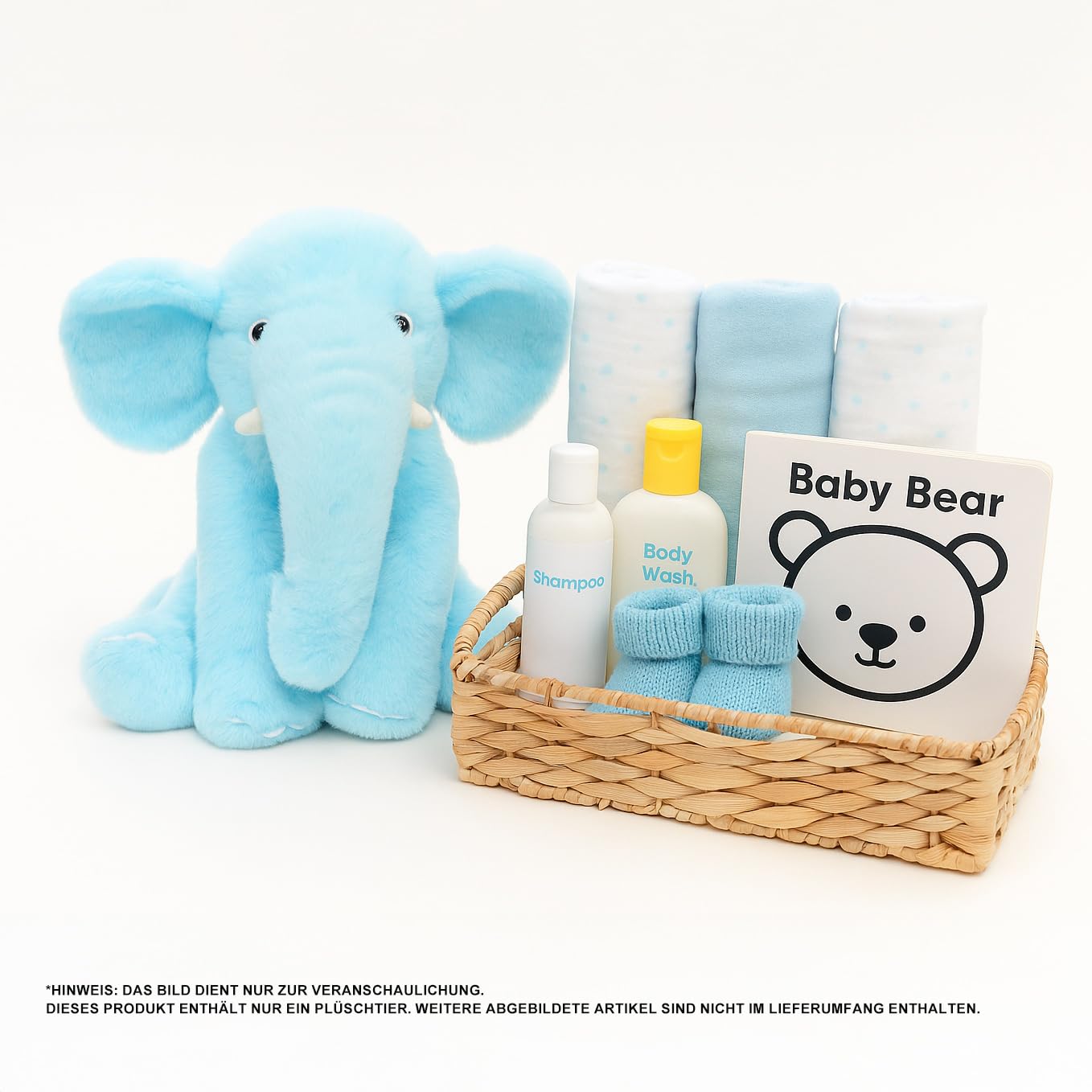 WEIGEDU Kuscheltier Elefant Blau 33 cm – Plüsch Elefant Weich zum Kuscheln und Liebhaben, Stofftier Geschenk für Baby, Kleinkinder & Kinderzimmer-Deko, Flauschiges Schmusetier für Jungen & Mädchen