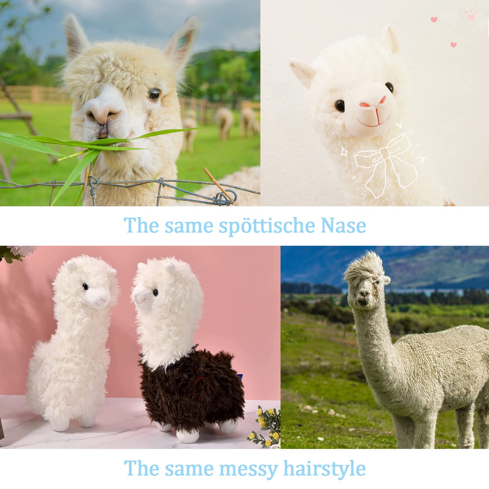 Celawork Alpaka Kuscheltier, Stand Alpaka Plüschtier, kuschel alpaka, Lama Stofftier Geschenk für Kinder Mädchen Jungen(25cm, Weiß)