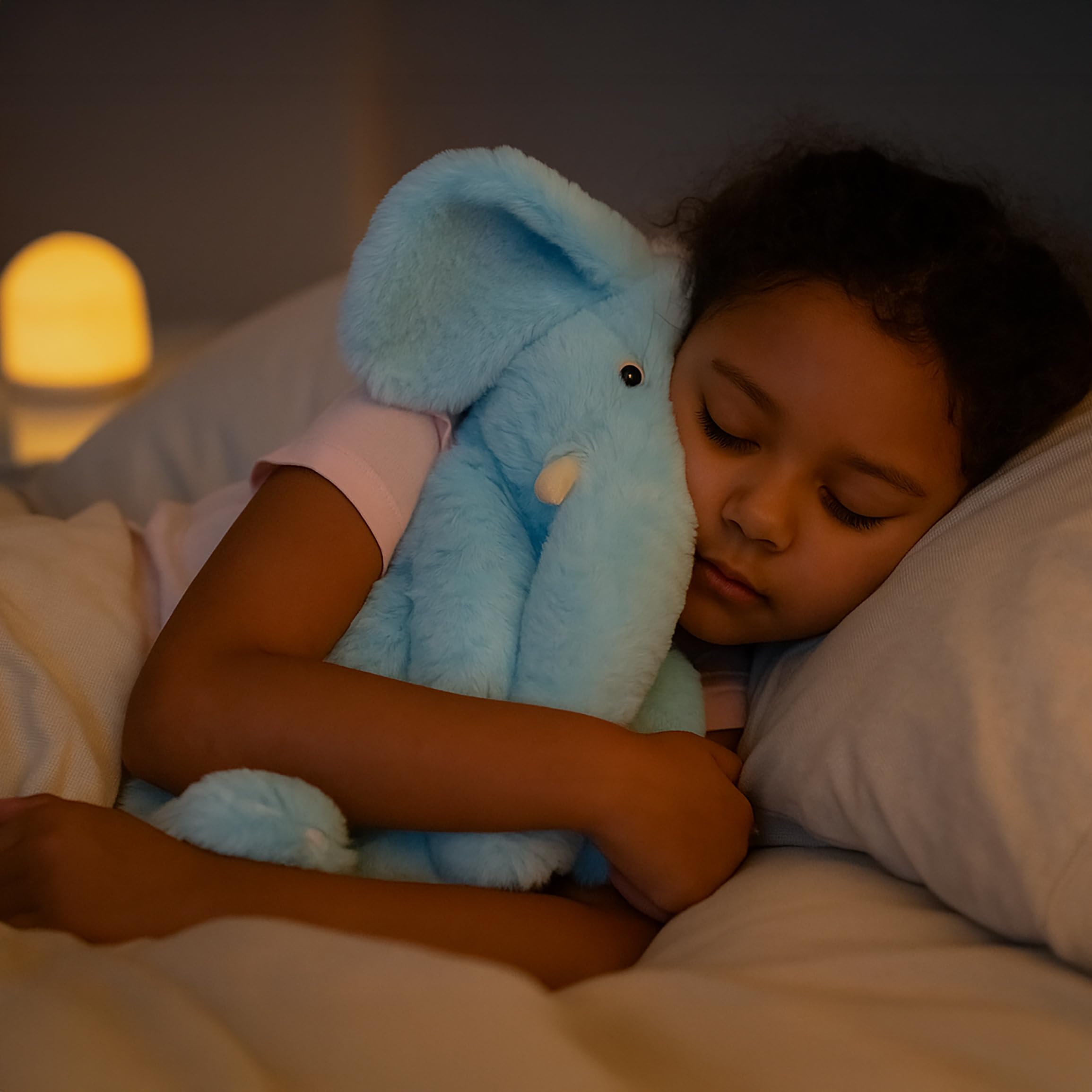WEIGEDU Kuscheltier Elefant Blau 33 cm – Plüsch Elefant Weich zum Kuscheln und Liebhaben, Stofftier Geschenk für Baby, Kleinkinder & Kinderzimmer-Deko, Flauschiges Schmusetier für Jungen & Mädchen