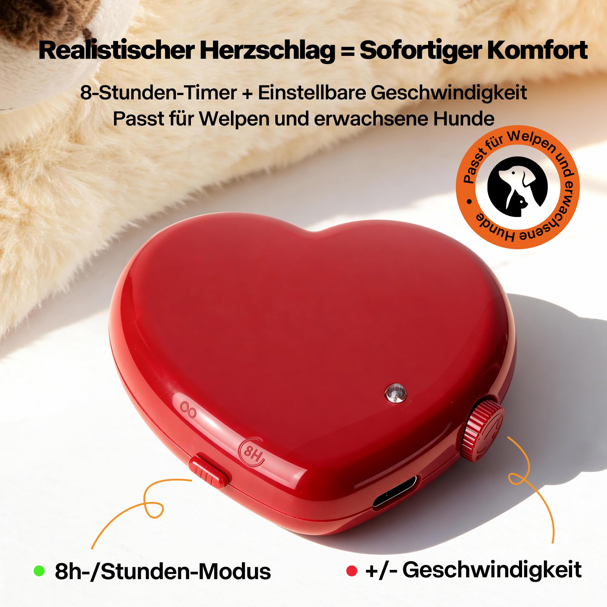 Pet Prime Hundeherzschlag Spielzeug Welpe Verhaltenshilfe Spielzeug Herzschlag Plüschtier für Haustier Plüsch Welpenspielzeug - Plüschbär (Bär mit Herzschlag)