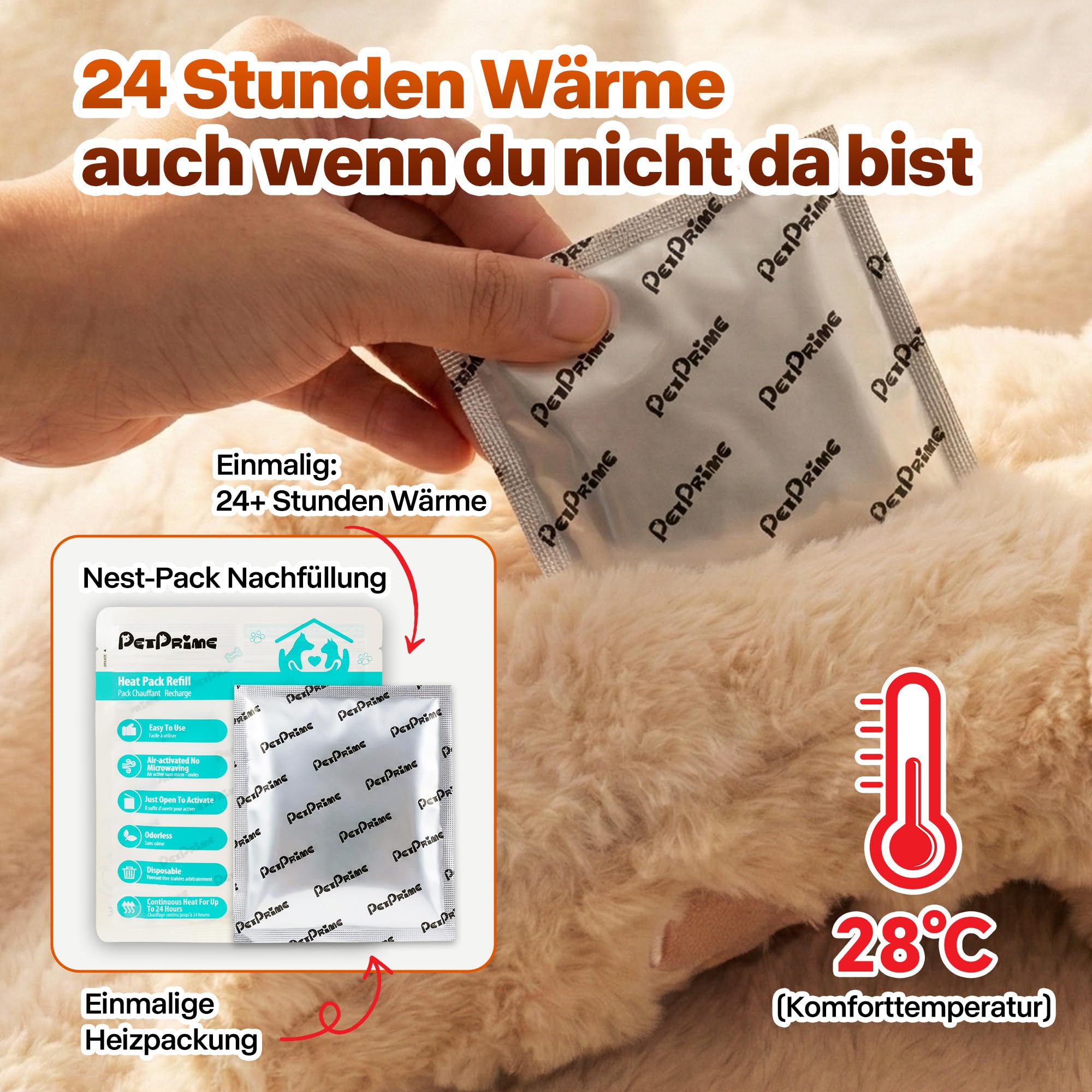 Pet Prime Hundeherzschlag Spielzeug Welpe Verhaltenshilfe Spielzeug Herzschlag Plüschtier für Haustier Plüsch Welpenspielzeug - Plüschbär (Bär mit Herzschlag)