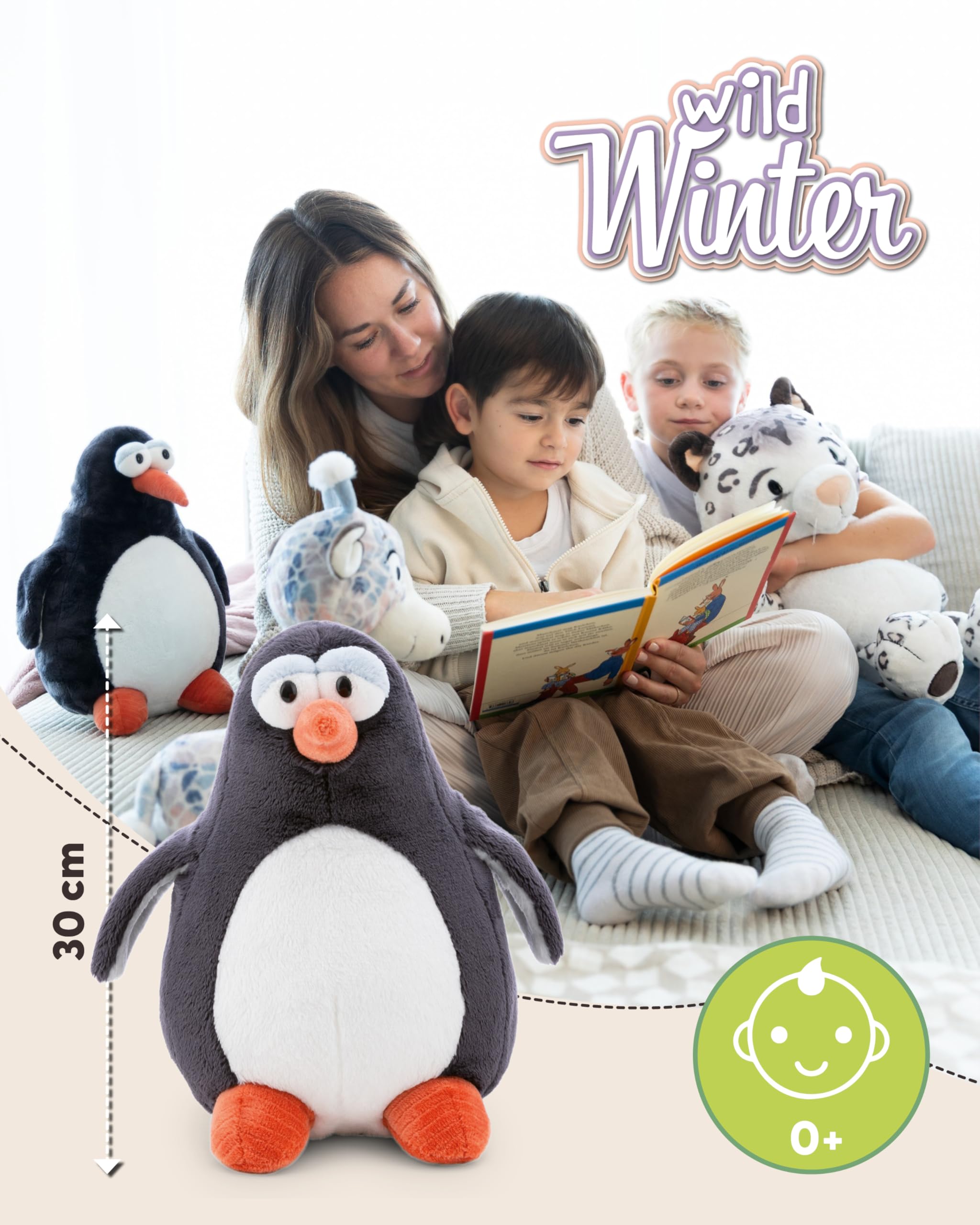 NICI Kuscheltier Pinguin Jorge Thunder 30cm - grau - Weiches Plüschtier – niedliches Stofftier zum Kuscheln & Spielen – tolle Geschenkidee für Kinder & Erwachsene - 62423